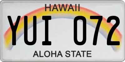 HI license plate YUI072
