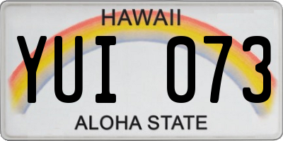 HI license plate YUI073