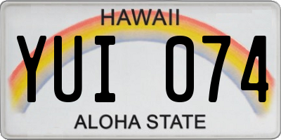 HI license plate YUI074