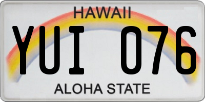 HI license plate YUI076