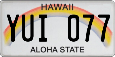 HI license plate YUI077
