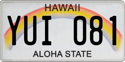 HI license plate YUI081