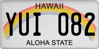 HI license plate YUI082