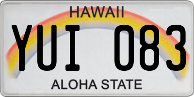 HI license plate YUI083