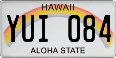 HI license plate YUI084