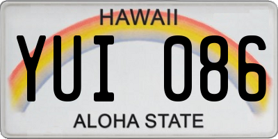 HI license plate YUI086