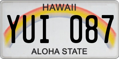 HI license plate YUI087