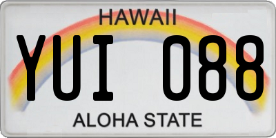 HI license plate YUI088