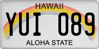 HI license plate YUI089