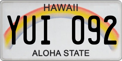 HI license plate YUI092