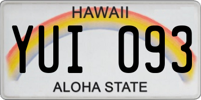 HI license plate YUI093