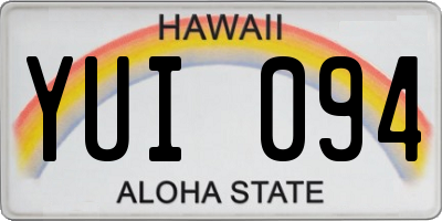 HI license plate YUI094