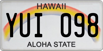 HI license plate YUI098