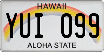HI license plate YUI099