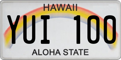 HI license plate YUI100