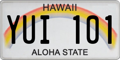 HI license plate YUI101