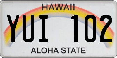 HI license plate YUI102