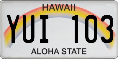 HI license plate YUI103