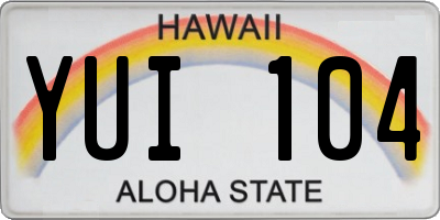 HI license plate YUI104
