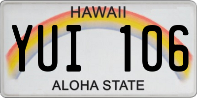 HI license plate YUI106