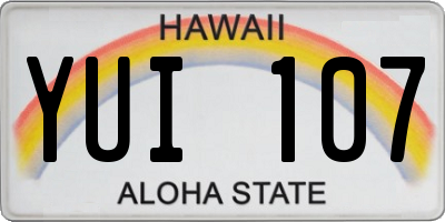 HI license plate YUI107