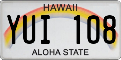 HI license plate YUI108