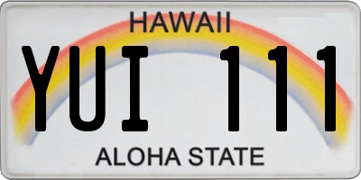 HI license plate YUI111
