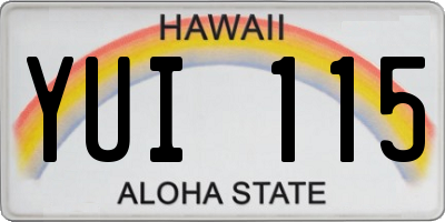 HI license plate YUI115