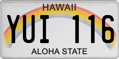 HI license plate YUI116