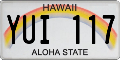 HI license plate YUI117