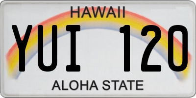 HI license plate YUI120
