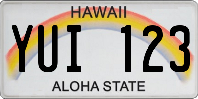 HI license plate YUI123