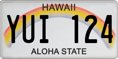 HI license plate YUI124