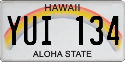 HI license plate YUI134