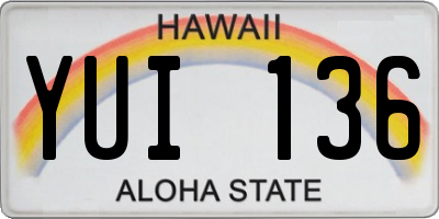 HI license plate YUI136