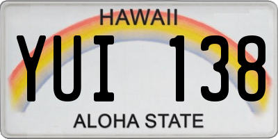 HI license plate YUI138