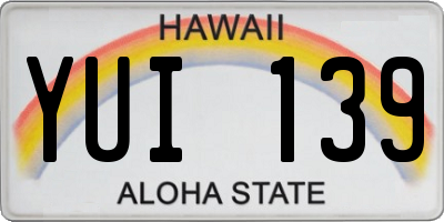 HI license plate YUI139