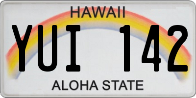 HI license plate YUI142