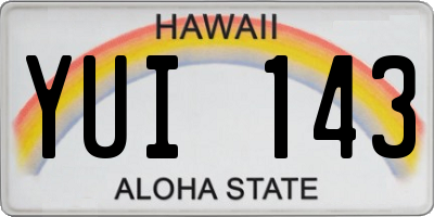 HI license plate YUI143