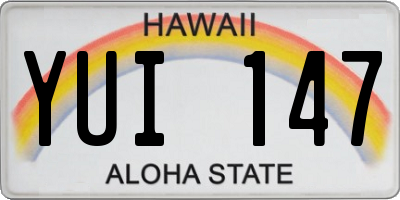HI license plate YUI147