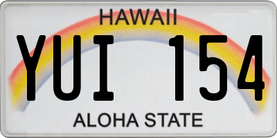 HI license plate YUI154