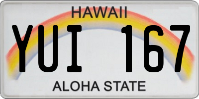 HI license plate YUI167