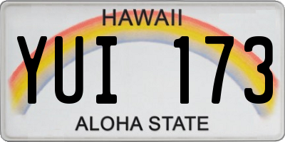 HI license plate YUI173
