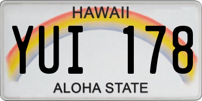 HI license plate YUI178