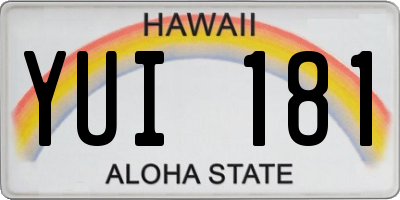 HI license plate YUI181