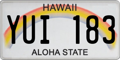 HI license plate YUI183