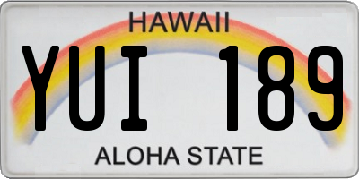 HI license plate YUI189