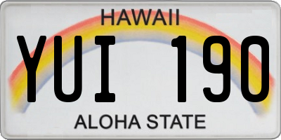 HI license plate YUI190