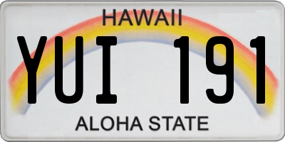 HI license plate YUI191
