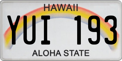 HI license plate YUI193